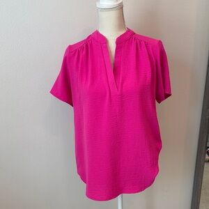 Entro Vibrant Pink V-Neck Blouse